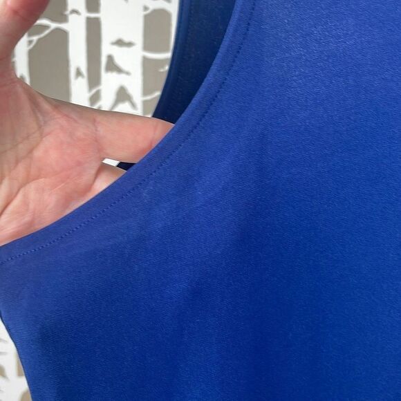 Navy Blue Peplum Front Sleeveless Top 1X - Picture 5 of 6
